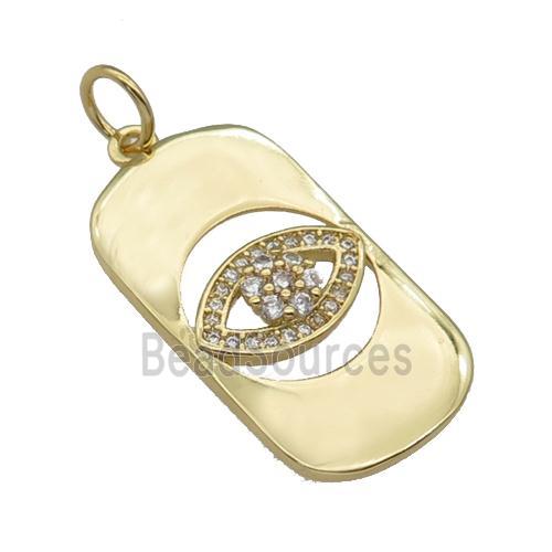 copper rectangle Eye pendant paved zircon, gold plated