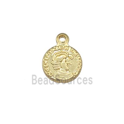 copper coin pendant, gold plated