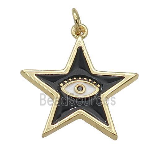 copper star Eye pendant with black enamel, gold plated