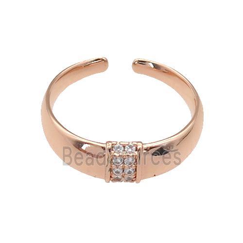 copper Ring paved zircon, rose gold