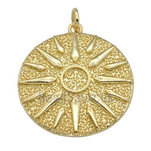 copper Sun disk pendant, gold plated