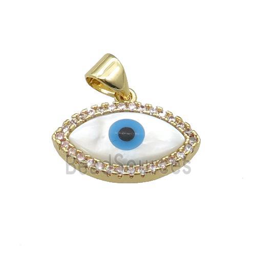 copper pendant paved zircon with Pearlized Shell Evil Eye, gold plated