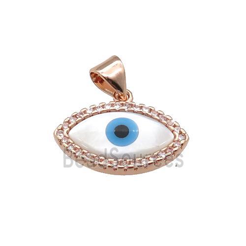 copper pendant paved zircon with Pearlized Shell Evil Eye, rose gold