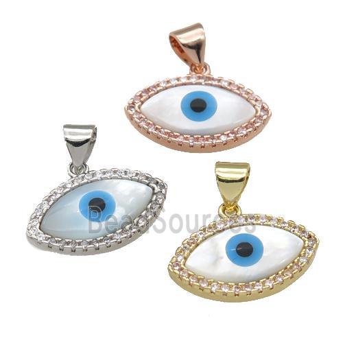 copper pendant paved zircon with Pearlized Shell Evil Eye, mixed