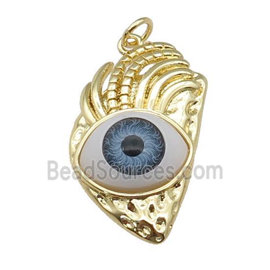 copper blue Eye pendant, gold plated