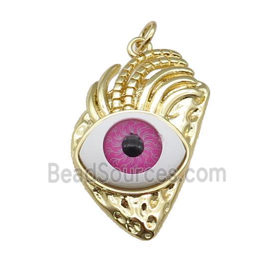 copper hotpink Eye pendant, gold plated