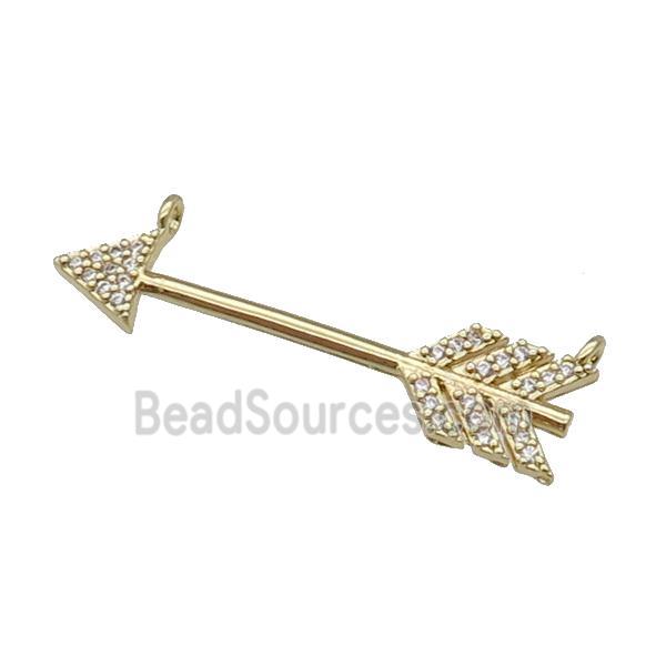 copper Arrow pendant paved zircon, gold plated