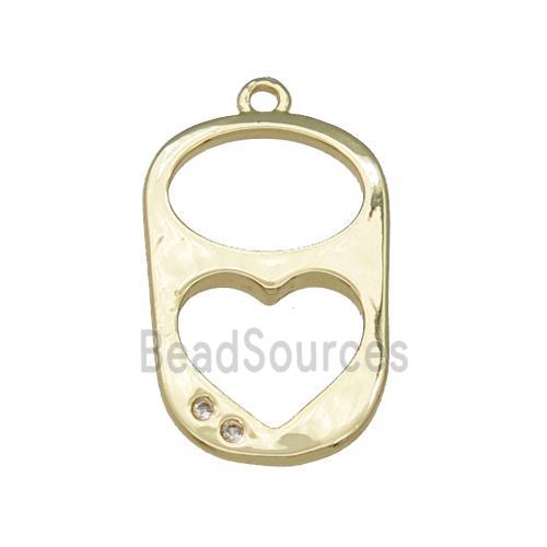 soda cap pop copper pendant Charm paved zircon, gold plated