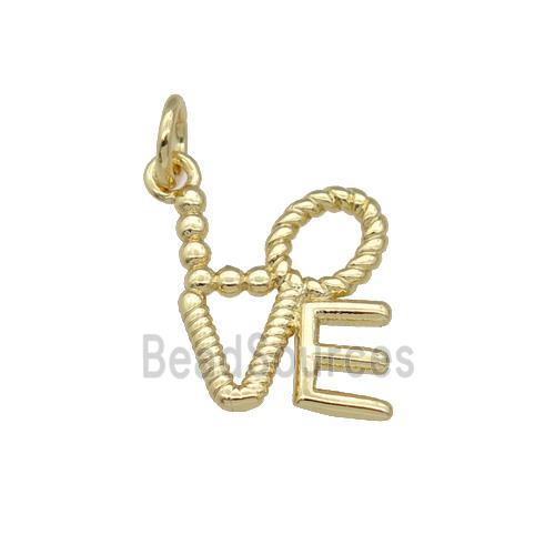 copper LOVE pendant, gold plated