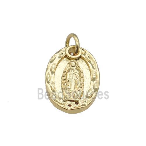 copper Virgin Mary pendant, gold plated