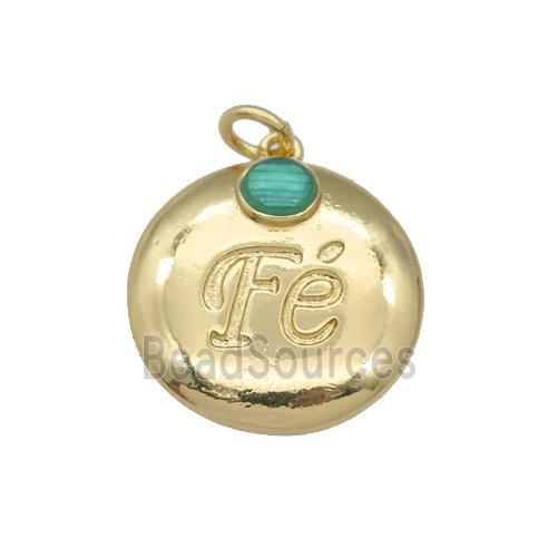 copper Coin pendant, gold plated