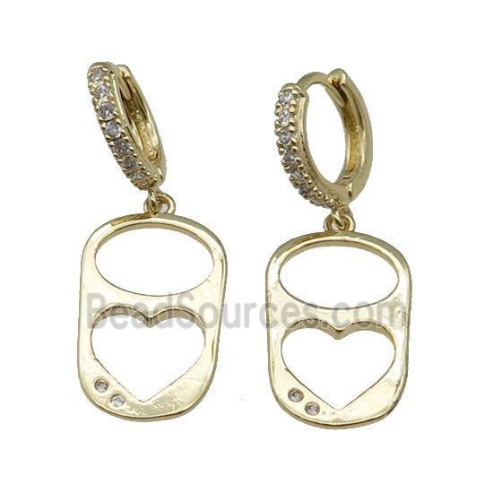 copper Hoop Earring paved zircon, gold plated