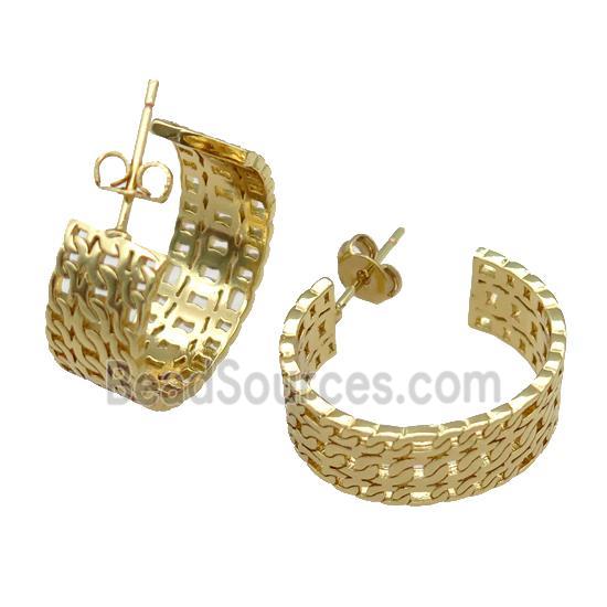 copper Stud Earring, gold plated