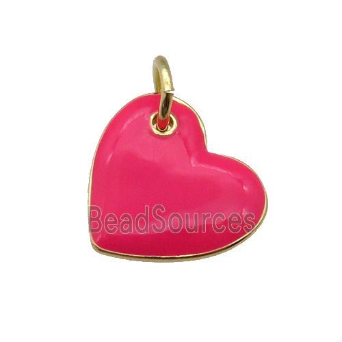 copper Heart pendant with red enamel, gold plated