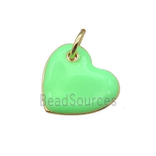 copper Heart pendant with green enamel, gold plated