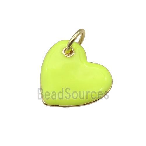 copper Heart pendant with yellow enamel, gold plated