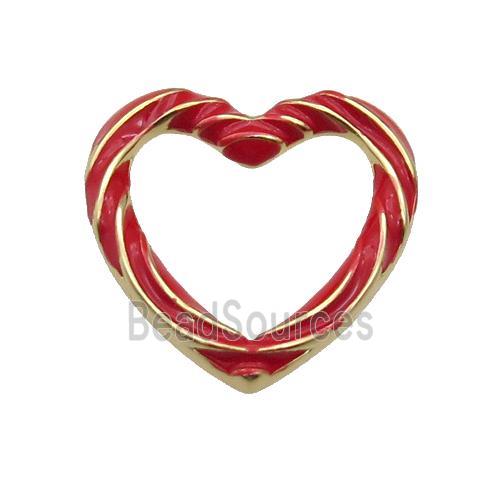 copper Heart pendant with red enamel, gold plated