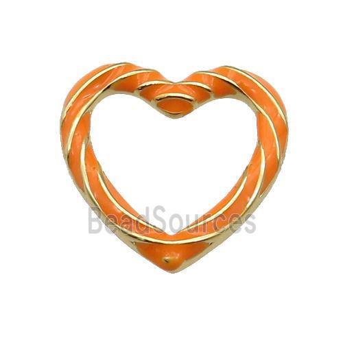 copper Heart pendant with orange enamel, gold plated