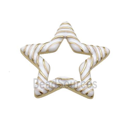 copper Star pendant with white enamel, gold plated