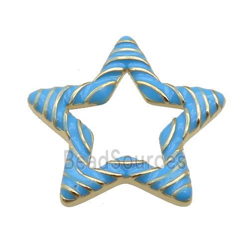 copper Star pendant with blue enamel, gold plated