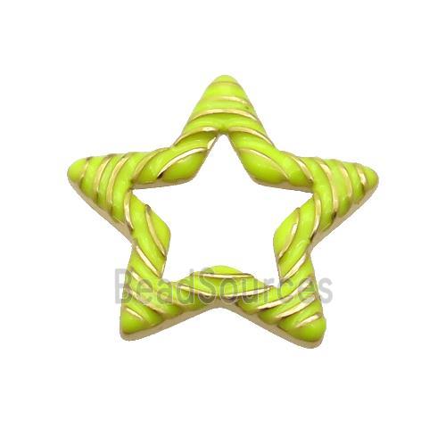 copper Star pendant with yellow enamel, gold plated