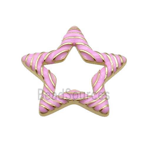 copper Star pendant with pink enamel, gold plated