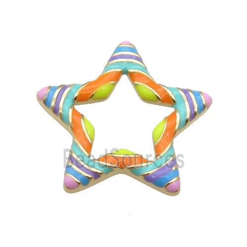 copper Star pendant with rainbow enamel, gold plated