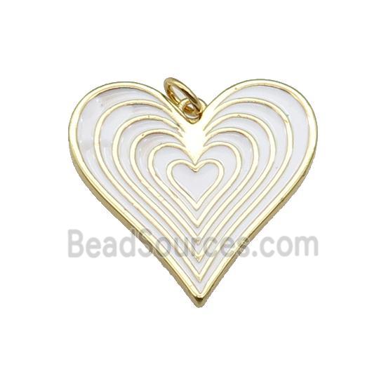 copper Heart pendant with white enamel, gold plated