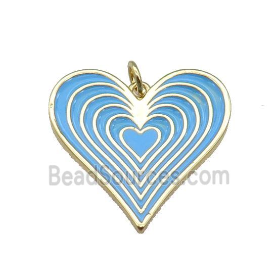 copper Heart pendant with blue enamel, gold plated