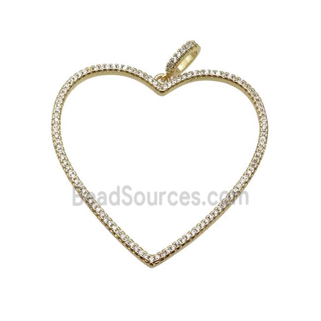 copper Heart pendant paved zircon, gold plated