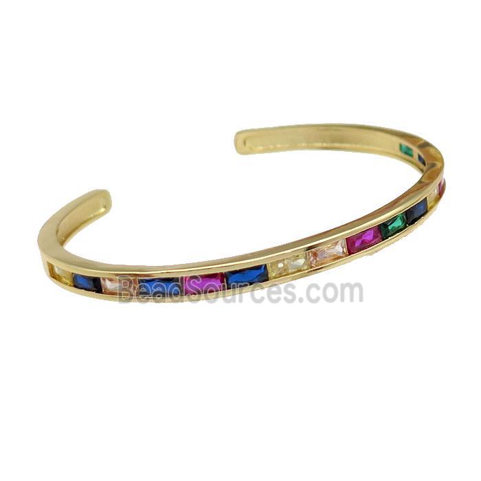 copper Bangles paved mix zircon, gold plated