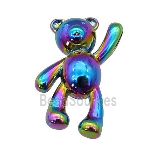 copper Bear charm pendant, rainbow electroplated