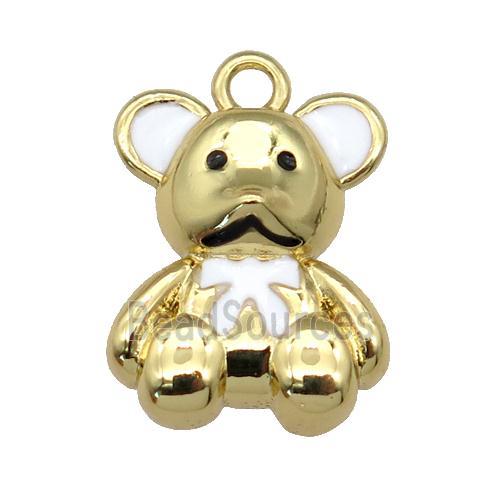 copper Bear pendant with white enamel, gold plated