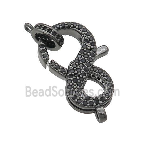 copper Lobster Clasp paved zircon, black plated