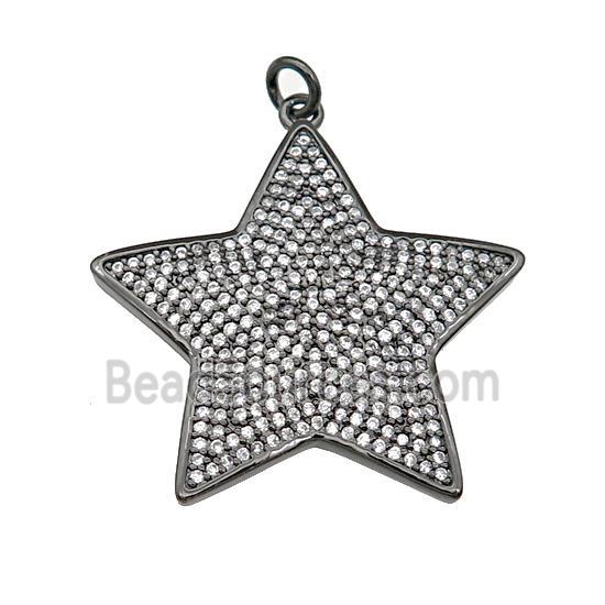 copper Star pendant paved zircon, black plated