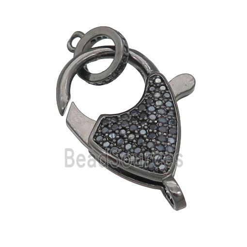 copper Lobster Clasp paved zircon, black plated