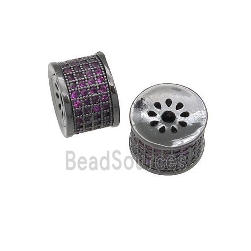 copper tube beads paved hotpink zircon, black plated