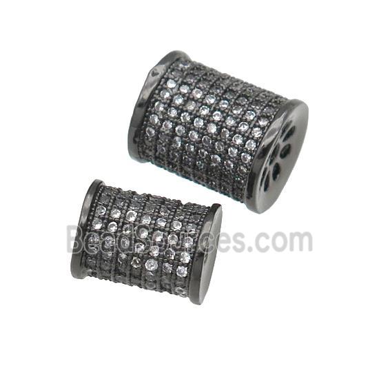 copper tube beads paved zircon, black plated