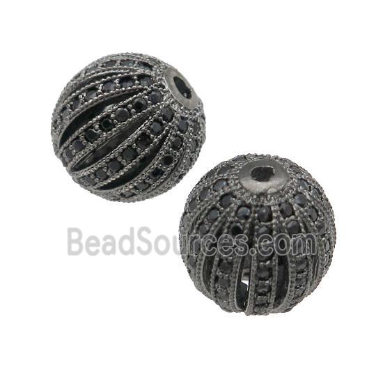 copper pumkin beads pave zircon, black plated