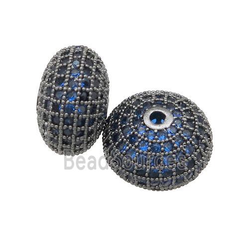 copper rondelle beads pave blue zircon, black plated