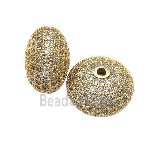 copper rondelle beads pave zircon, gold plated