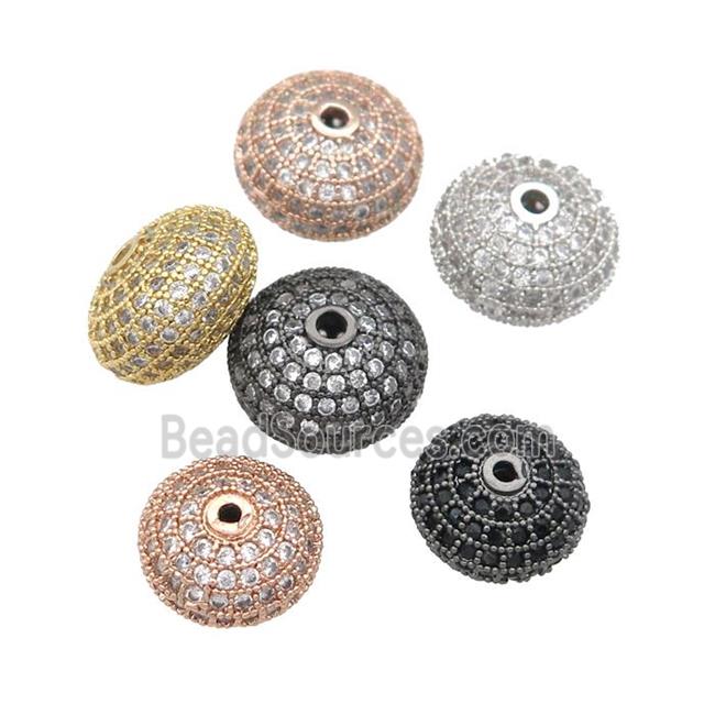 copper spacer beads pave zircon, rondelle, mixed