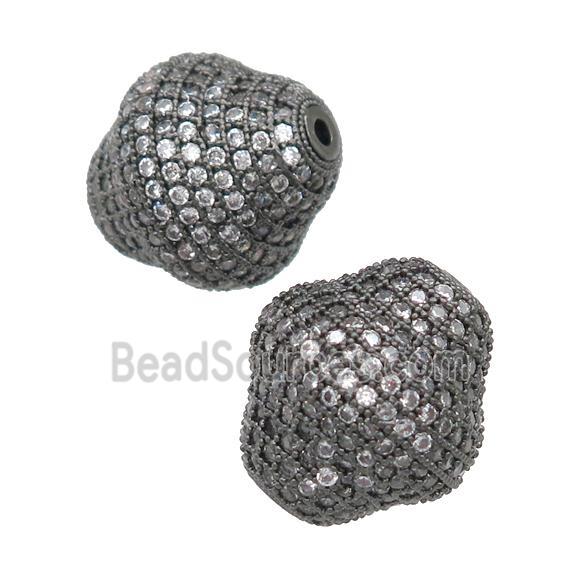 copper bicone Beads pave zircon, black plated