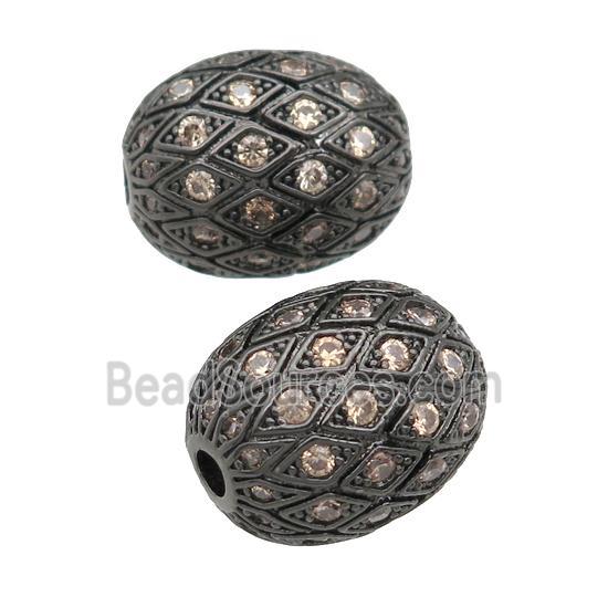 copper barrel Beads paved champagne zircon, black plated