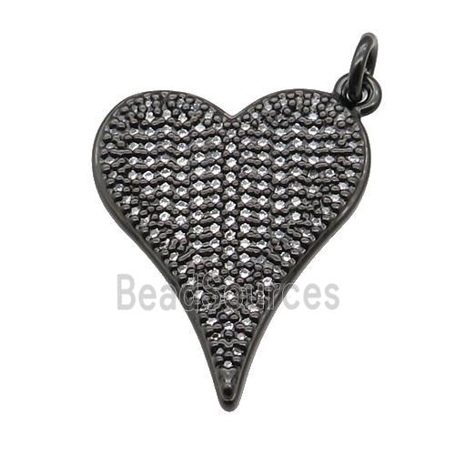 copper heart pendant pave zircon, black plated