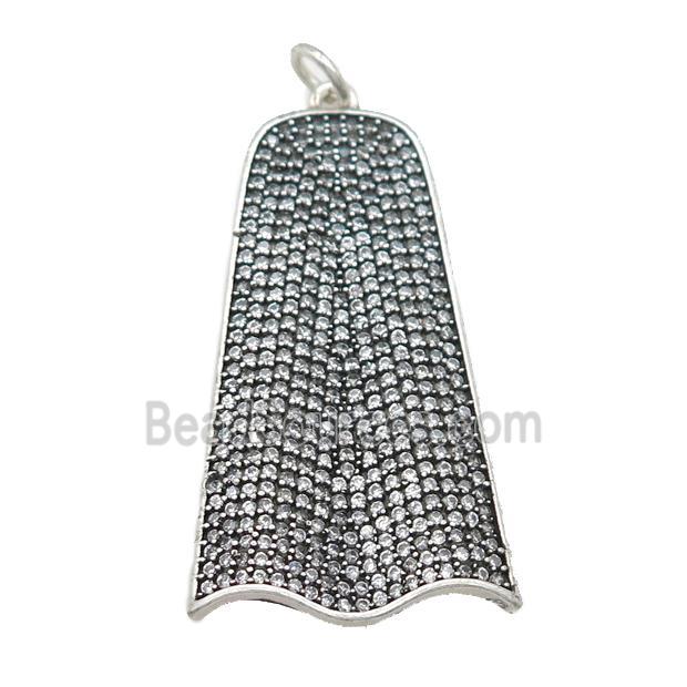 copper cloak charm pave zircon, antique silver