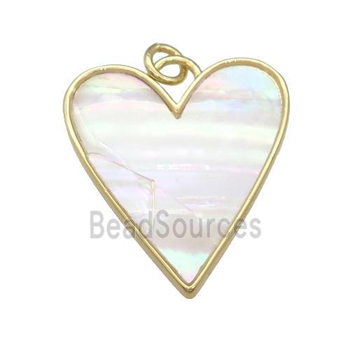 copper Heart pendant paved shell, gold plated