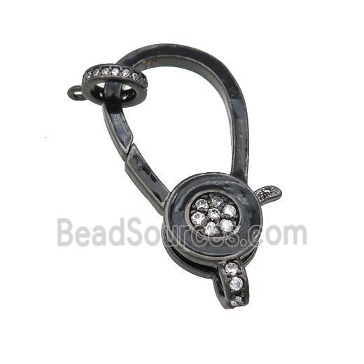 copper Lobster Clasp paved zircon, black plated