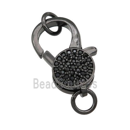 copper Lobster Clasp paved zircon, black plated