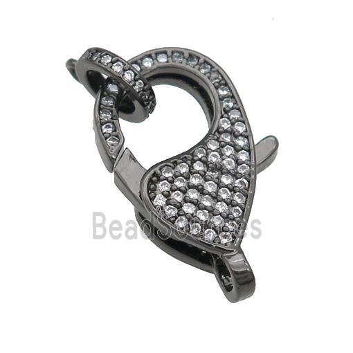 copper Lobster Clasp paved zircon, black plated